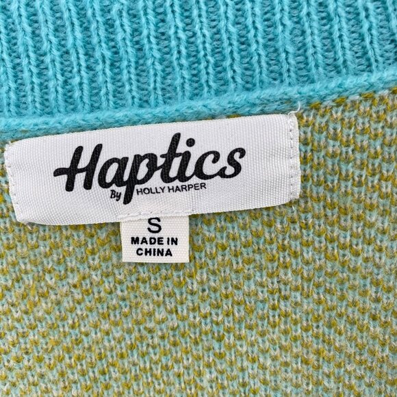 Haptics Sweater Womens Small Blue Daisy Button Up Cardigan Stretch Knit Happy - Picture 5 of 11